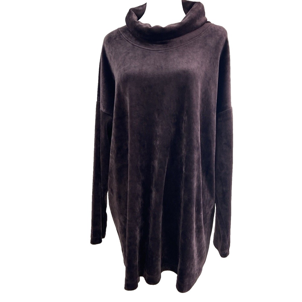 Pure Jill Sweater Womens‎ Extra Large Purple Stretch Velvet Cowl Neck Relax